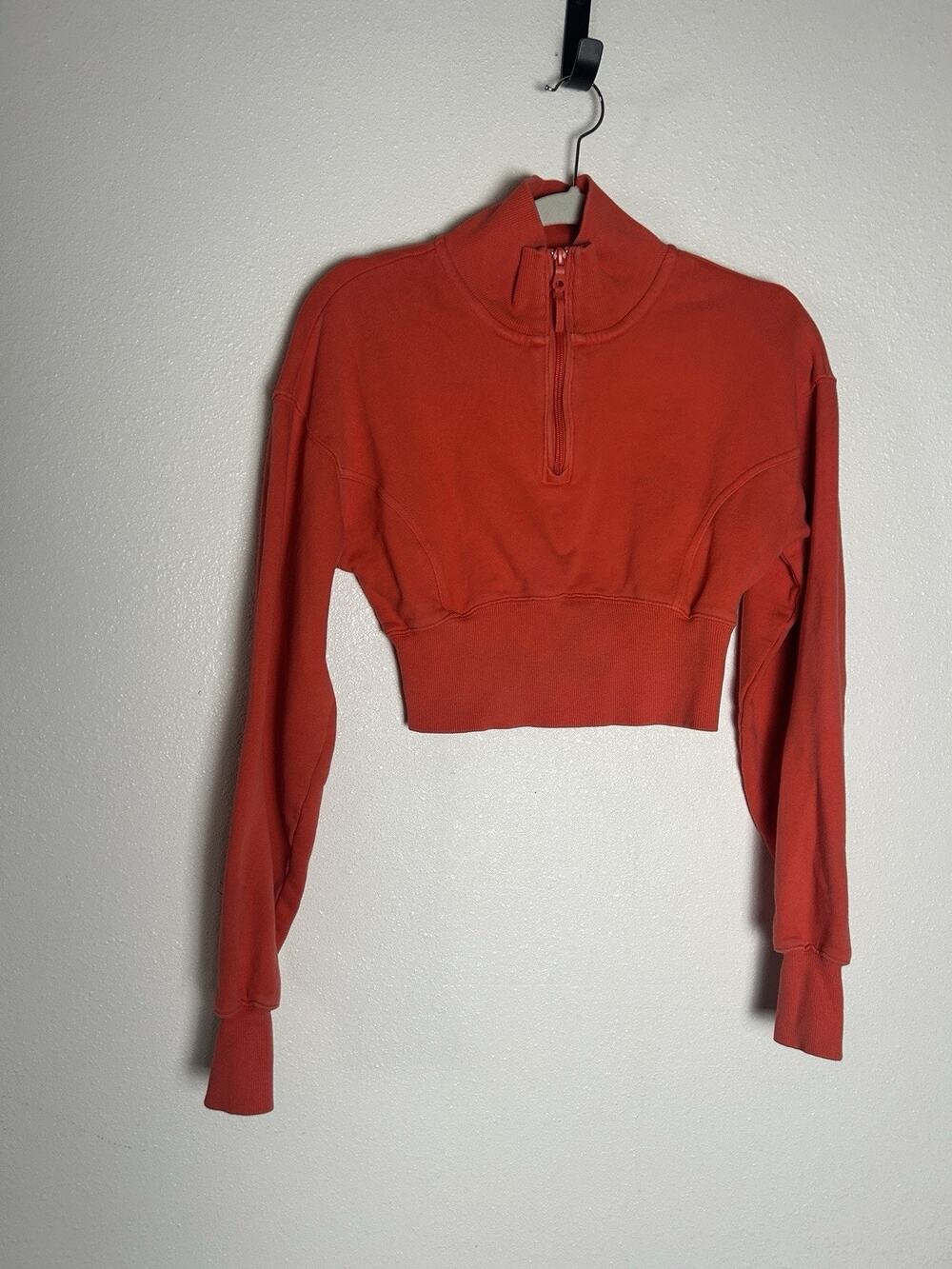 OFFLINE by Aerie Coral Red/Orange Quarter Zip Cropped Sweatshirt Size XS